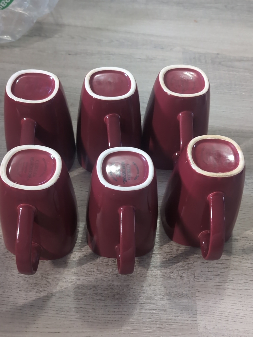 Vintage Corelle Hearthstone Chili Red Stoneware Mugs - Set of 6 ☕️✨